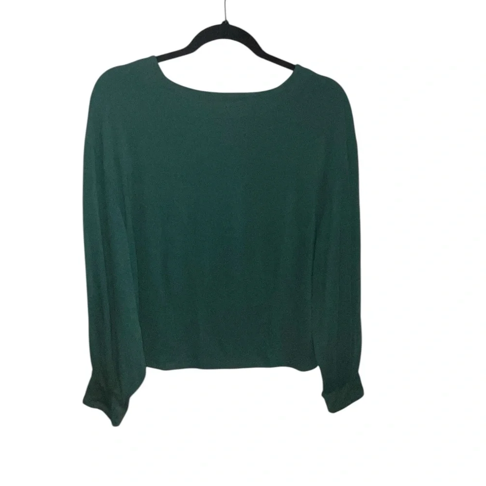 Prologue Forest Green Jersey knit Long Sleeve Crewneck blouse basic minimalist - Picture 5 of 13